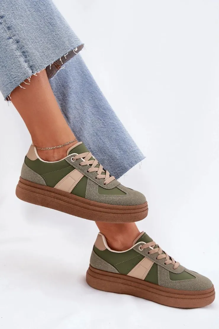 Damskie Boto Sneakersy Damskie Na Platformie Zielone Dovina