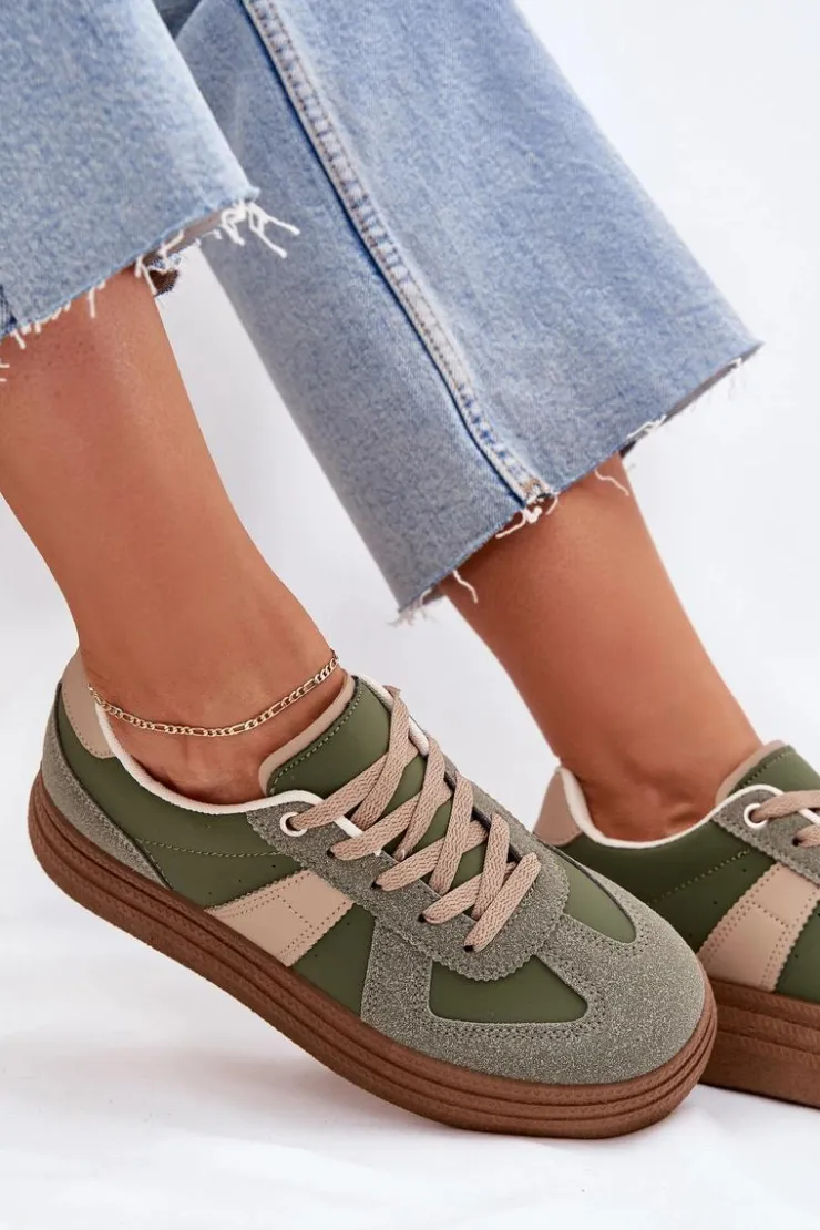 Damskie Boto Sneakersy Damskie Na Platformie Zielone Dovina