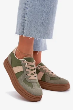 Damskie Boto Sneakersy Damskie Na Platformie Zielone Dovina