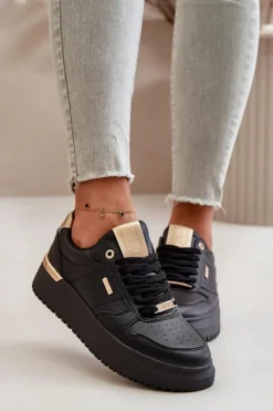 Damskie Big Star Shoes Sneakersy Damskie Na Platformie Big Star OO274758 HI-POLY SYSTEM Czarne