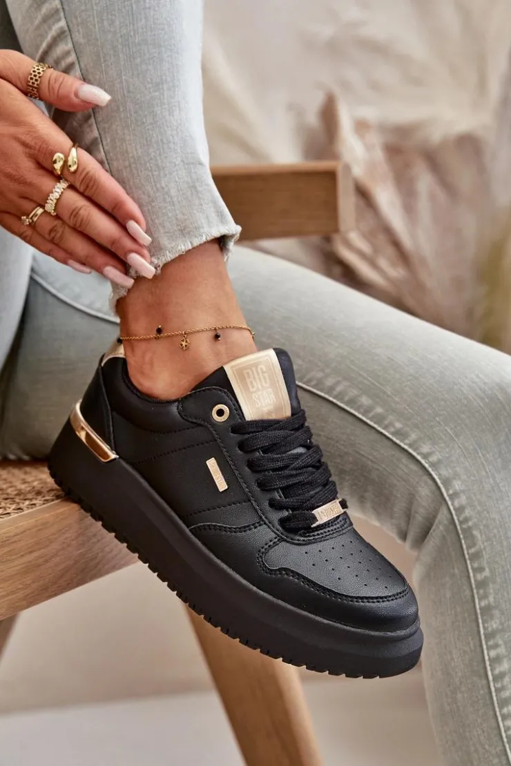 Damskie Big Star Shoes Sneakersy Damskie Na Platformie Big Star OO274758 HI-POLY SYSTEM Czarne