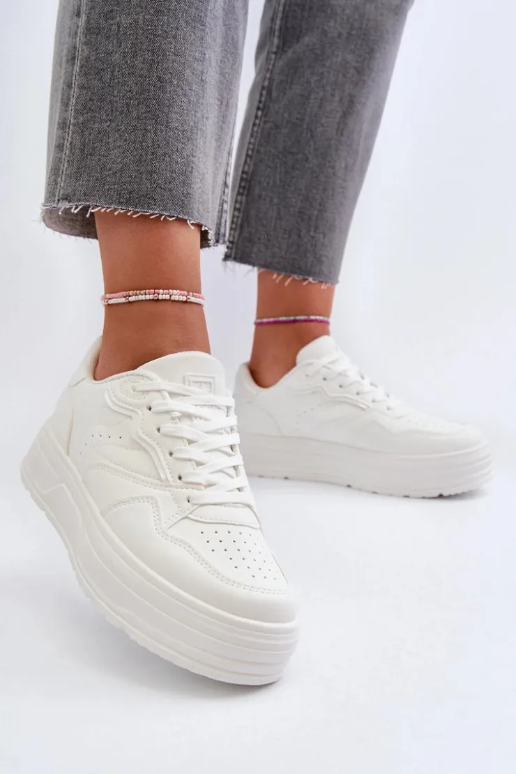 Damskie Evento Sneakersy Damskie Na Platformie Białe Axivana