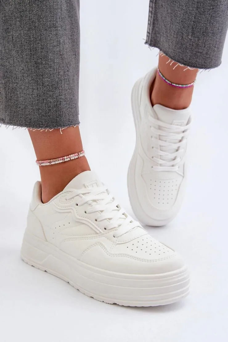 Damskie Evento Sneakersy Damskie Na Platformie Białe Axivana