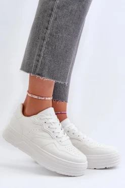 Damskie Evento Sneakersy Damskie Na Platformie Białe Axivana