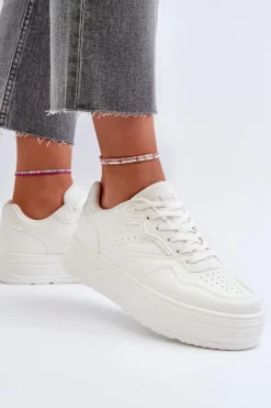 Damskie Evento Sneakersy Damskie Na Platformie Białe Axivana