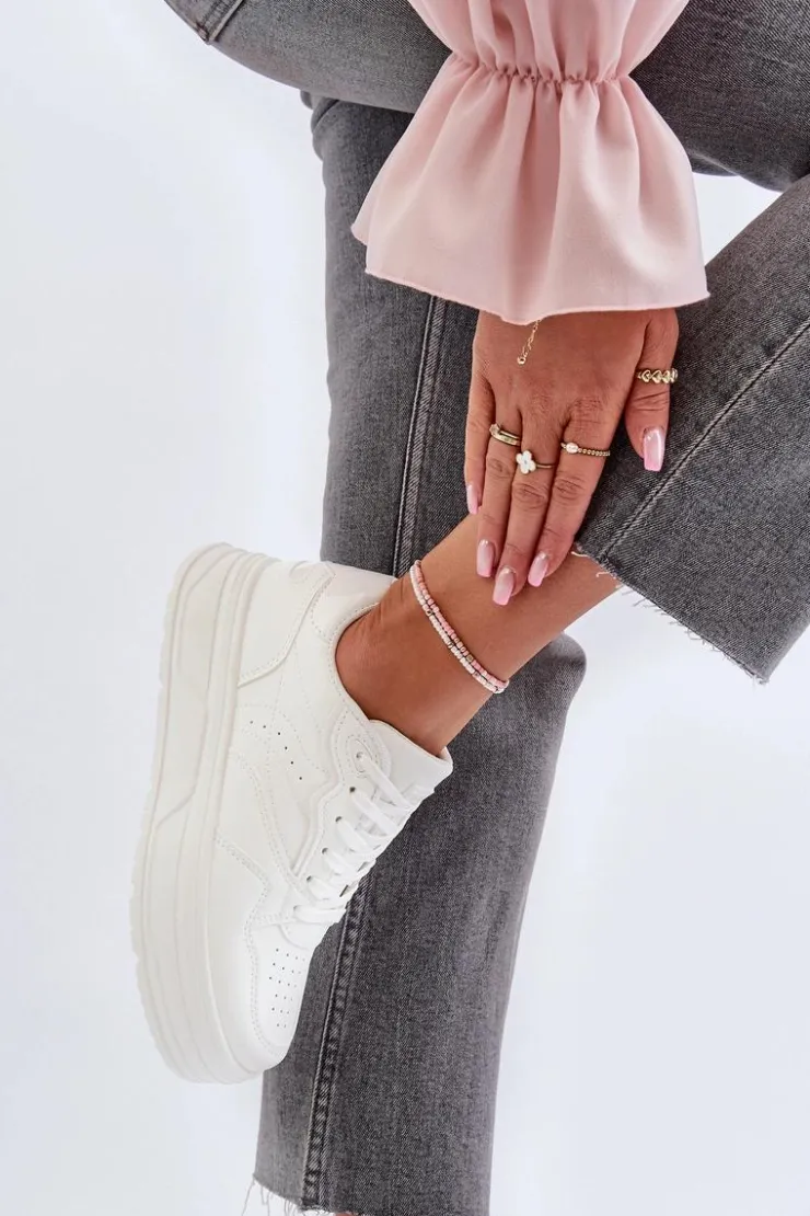 Damskie Evento Sneakersy Damskie Na Platformie Białe Axivana