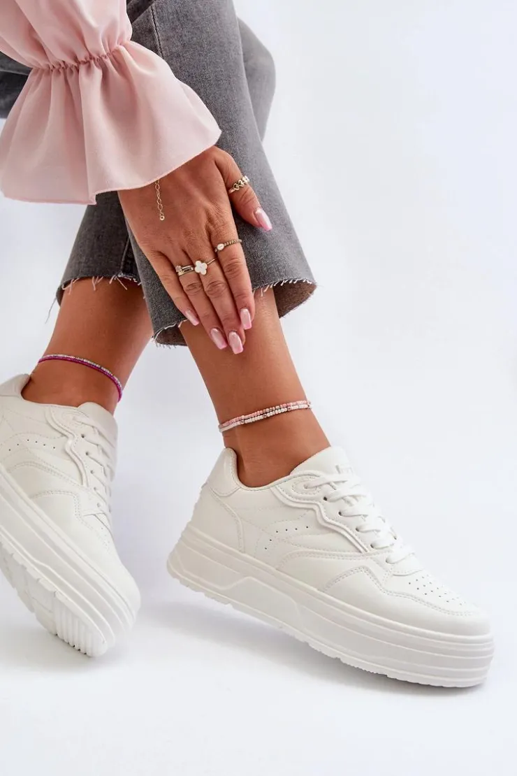 Damskie Evento Sneakersy Damskie Na Platformie Białe Axivana