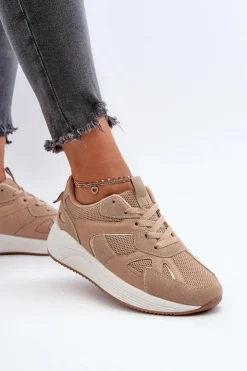 Boto Sneakersy Damskie Na Platformie Brązowe Lenivia