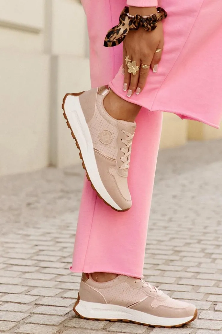 Big Star Shoes Buty Sportowe Na Platformie|Buty Sportowe Big Star*Sneakersy Damskie Na Platformie Big Star RR274489 Hi-Poly System Różowe