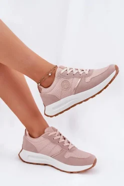 Big Star Shoes Buty Sportowe Na Platformie|Buty Sportowe Big Star*Sneakersy Damskie Na Platformie Big Star RR274489 Hi-Poly System Różowe