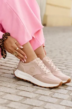 Big Star Shoes Buty Sportowe Na Platformie|Buty Sportowe Big Star*Sneakersy Damskie Na Platformie Big Star RR274489 Hi-Poly System Różowe