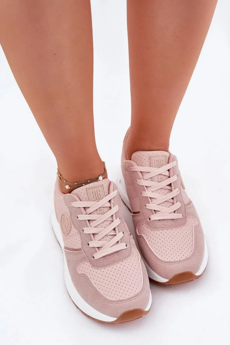 Big Star Shoes Buty Sportowe Na Platformie|Buty Sportowe Big Star*Sneakersy Damskie Na Platformie Big Star RR274489 Hi-Poly System Różowe