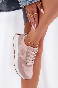 Big Star Shoes Buty Sportowe Na Platformie|Buty Sportowe Big Star*Sneakersy Damskie Na Platformie Big Star RR274489 Hi-Poly System Różowe