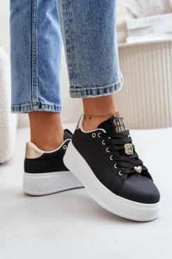 Boto Buty Sportowe Na Platformie|Sneakersy Damskie*Sneakersy Damskie Na Platformie Z Ozdobami Czarne Herbisa