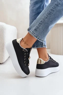Boto Buty Sportowe Na Platformie|Sneakersy Damskie*Sneakersy Damskie Na Platformie Z Ozdobami Czarne Herbisa