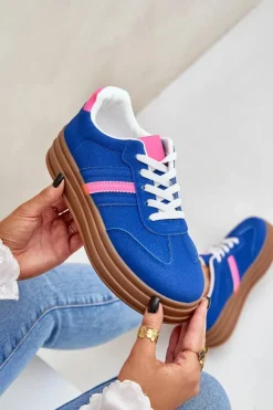 Damskie Boto Sneakersy Damskie Na Platformie Granatowe Dravinnia