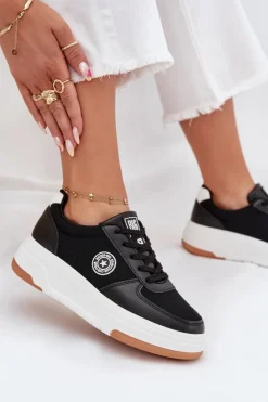 Online Big Star Shoes Sneakersy Damskie Na Platformie Big Star RR274573 HI-POLY SYSTEM Czarne Czarny