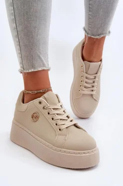 Damskie Boto Sneakersy Damskie Na Platformie Beżowe Eshen