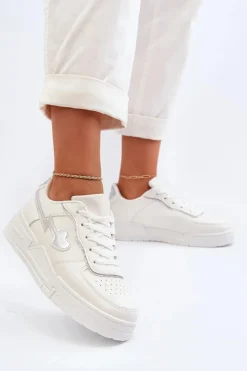 Boto Sneakersy Damskie*Sneakersy Damskie Na Platformie Białe Zeparine Biały