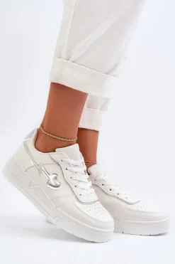 Boto Sneakersy Damskie*Sneakersy Damskie Na Platformie Białe Zeparine Biały