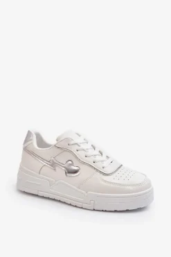 Boto Sneakersy Damskie*Sneakersy Damskie Na Platformie Białe Zeparine Biały