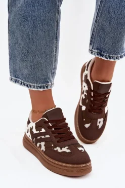 Boto Buty Sportowe Na Platformie|Sneakersy Damskie*Sneakersy Damskie Na Platformie W Łaty Brązowe Denissa Brązowy