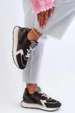 Best Big Star Shoes Sneakersy Damskie Na Platformie Memory Foam System Big Star NN274683 Czarne