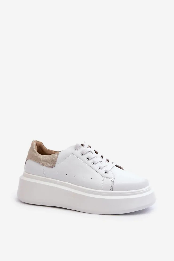 Damskie buty S.Barski Sneakersy Damskie Na Platformie D&A LR568 Białe