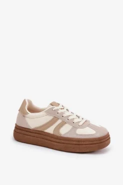 Damskie Boto Sneakersy Damskie Na Platformie Ciemnobeżowe Lesida