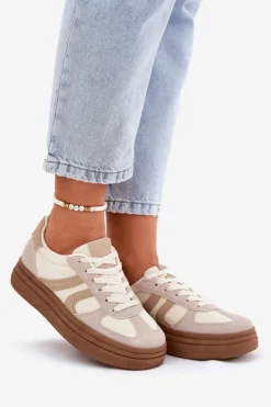 Damskie Boto Sneakersy Damskie Na Platformie Ciemnobeżowe Lesida