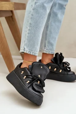 Damskie Boto Sneakersy Damskie Na Platformie Czarne Dolistana