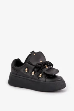 Damskie Boto Sneakersy Damskie Na Platformie Czarne Dolistana