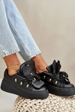 Damskie Boto Sneakersy Damskie Na Platformie Czarne Dolistana