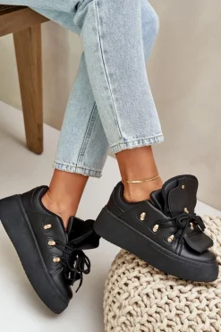 Damskie Boto Sneakersy Damskie Na Platformie Czarne Dolistana