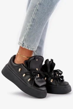 Damskie Boto Sneakersy Damskie Na Platformie Czarne Dolistana