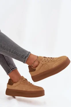 Damskie Big Star Shoes Sneakersy Damskie Na Platformie Big Star SS274762 Camel