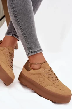 Damskie Big Star Shoes Sneakersy Damskie Na Platformie Big Star SS274762 Camel