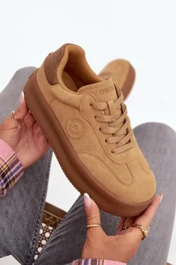 Damskie Big Star Shoes Sneakersy Damskie Na Platformie Big Star SS274762 Camel