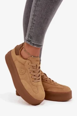 Damskie Big Star Shoes Sneakersy Damskie Na Platformie Big Star SS274762 Camel