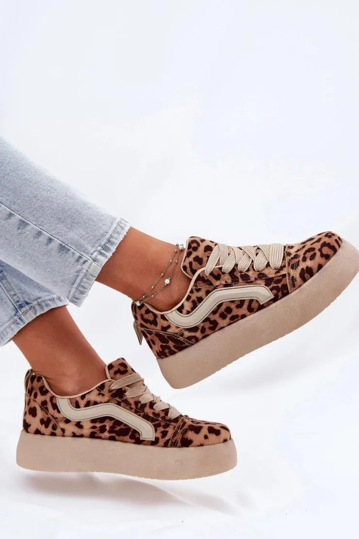 Damskie Boto Sneakersy Damskie Na Platformie Panterka Tellnira