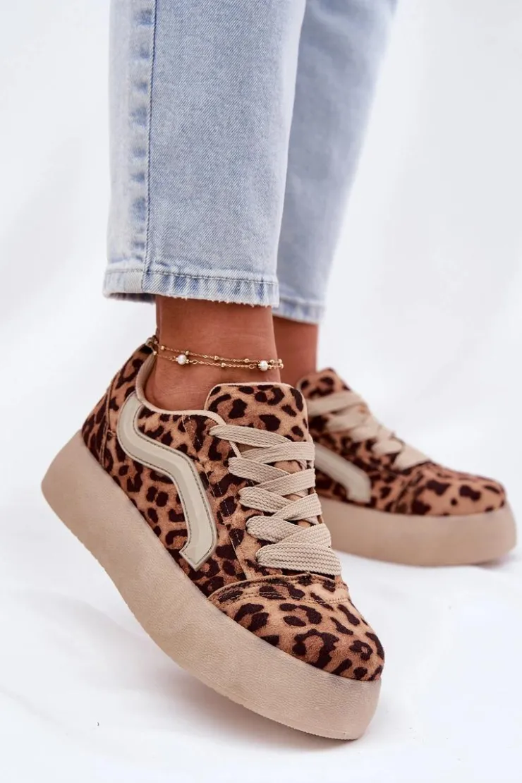 Damskie Boto Sneakersy Damskie Na Platformie Panterka Tellnira