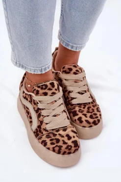 Damskie Boto Sneakersy Damskie Na Platformie Panterka Tellnira