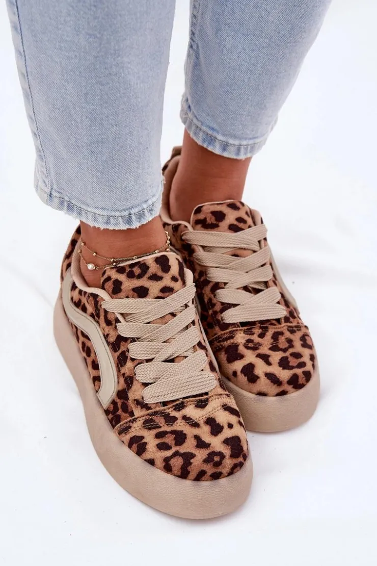 Damskie Boto Sneakersy Damskie Na Platformie Panterka Tellnira