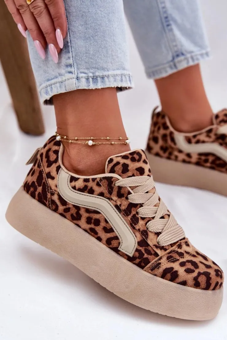 Damskie Boto Sneakersy Damskie Na Platformie Panterka Tellnira