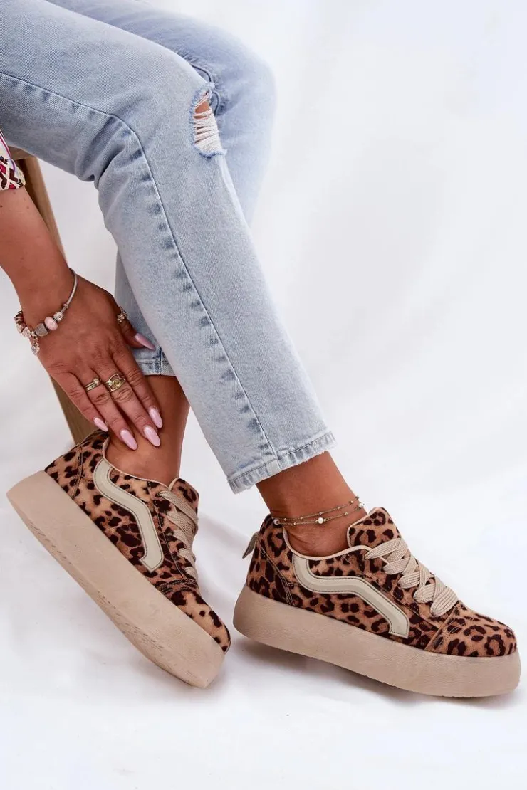 Damskie Boto Sneakersy Damskie Na Platformie Panterka Tellnira