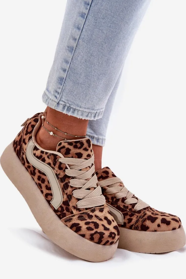 Damskie Boto Sneakersy Damskie Na Platformie Panterka Tellnira