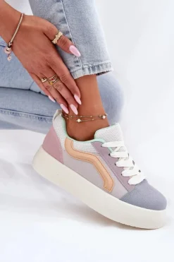 Clearance Boto Sneakersy Damskie Na Platformie Multikolor Tellnira Wielokolorowy