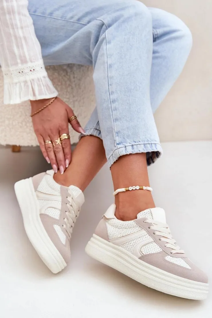 Boto Buty Sportowe Na Platformie|Sneakersy Damskie*Sneakersy Damskie Na Platformie Beżowe Lesida Beżowy