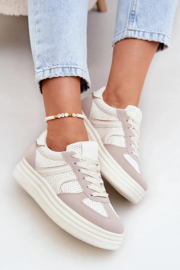 Boto Buty Sportowe Na Platformie|Sneakersy Damskie*Sneakersy Damskie Na Platformie Beżowe Lesida Beżowy