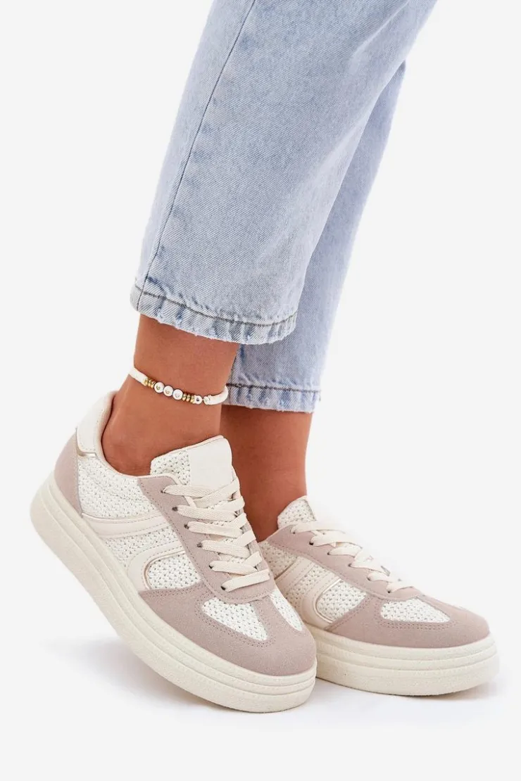 Boto Buty Sportowe Na Platformie|Sneakersy Damskie*Sneakersy Damskie Na Platformie Beżowe Lesida Beżowy